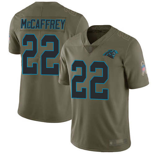 Carolina Panthers Limited Olive Youth Christian McCaffrey Jersey NFL Football #22 2017 Salute to Service